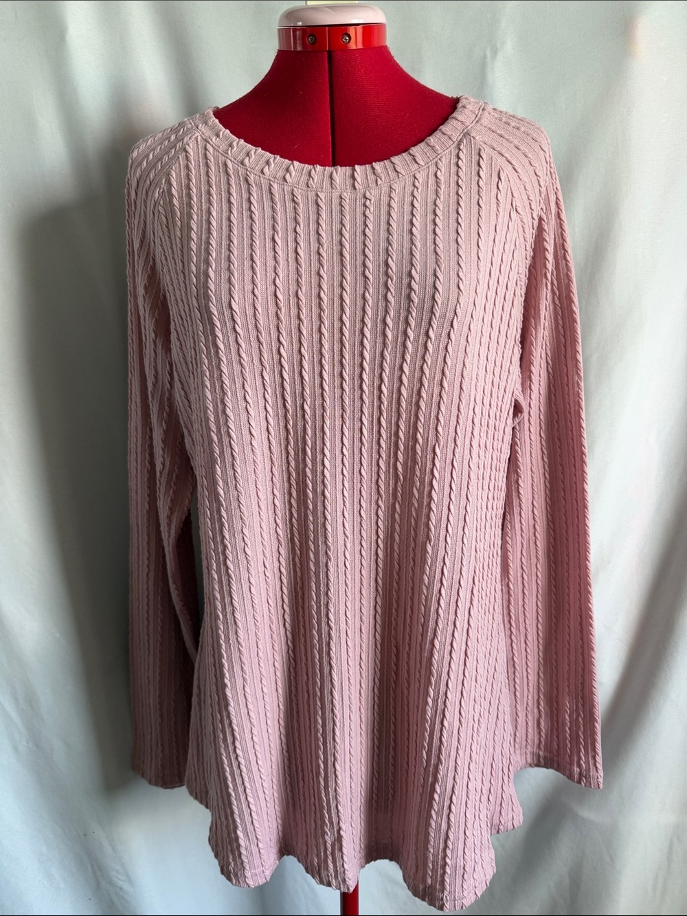 Women's Dusty Pink Ribbed Crewneck Sweater